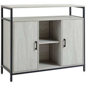 HOMCOM Credenza Moderna in Legno con 2 Armadietti e Ripiani, 100x34x87.2cm, Grigio Chiaro