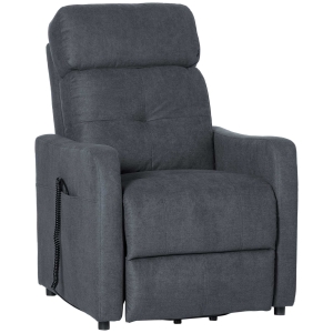 HOMCOM Elektrischer Relaxsessel Fernsehsessel Sessel mit Aufstehhilfe Relaxsessel mit liegefunktion mit Fernbedienung Polyesterstoff Stahl Grau 71 x 94 x104 cm