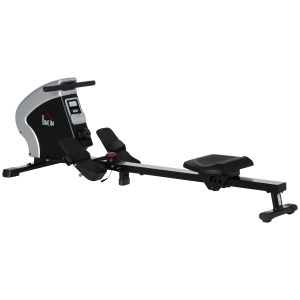 HOMCOM Rudergerät für zuhause klappbar mit Magnetbremssystem Sportgeräte zuhause Rudermaschine 8 Widerstandsstufen Schwarz 183 x 56 x 56 cm