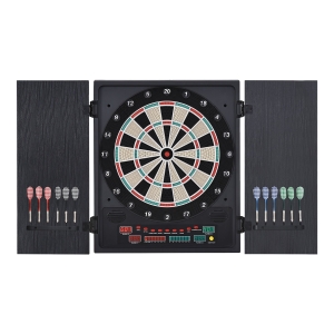 HOMCOM Elektronische Dart-set, Dartboard, Dartscheibe mit 12 Darts, Schwarz+Weiß, 27 Spiele und 202 Trefferoptionen für 8 Spieler, 51 x 6,5 x 57 cm