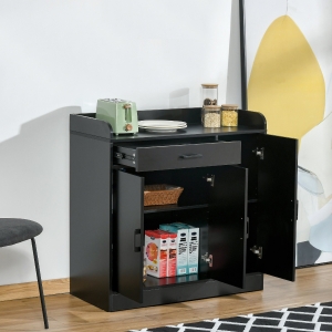 HOMCOM Modern Sideboard with Storage Cabinet, Floor Cupboard with Drawer for Living Room, Bedroom, Hallway, Black