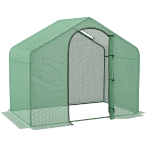 Outsunny Foliengewächshaus Tomatengewächshaus Treibhaus Frühbeet mit Fenster und Tür Grün Stahl PVC-Kunststoff 180 x 100 x 168 cm