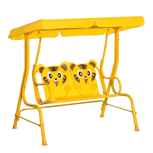 Outsunny Kinder Hollywoodschaukel mit Dach für 3-6 Jahre Gelb 110 x 74 x 113 cm