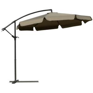 Outsunny Sonnenschirm Ampelschirm mit Handkurbel Rüschen Ø2,65 x 2,65H m Gartenschirm Sonnenschutz Garten Balkon Kaffee