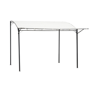 Outsunny Pérgola de Jardim 3x2,5m Pérgola Montada na Parede com Teto Retrátil 10 Orifícios de Drenagem Estrutura de Aço e Poliéster 180 g/m² para Pátio Terraço Exterior Creme