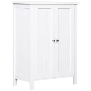 kleankin Armário Casa de Banho com 2 Portas e 2 Prateleiras Internas Ajustáveis Móvel Auxiliar de Armazenamento para Sala de Estar Cozinha 60x30x80cm Branco