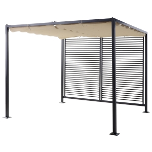 Pawilon pergola namiot imprezowy zadaszenie dach z tkaniny z możliwością regulacji poliester beżowy