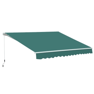 Outsunny Manual Retractable Awning, 3.5x2.5 m-Green