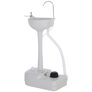 Outsunny Lavabo Portatile da Campeggio con 2 Ruote, Maniglia, Serbatoio Acqua 17L e Serbatoio Sapone 3.5L