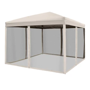Outsunny 3x3m Pop Up Gazebo W/ Mesh Walls-Tan   