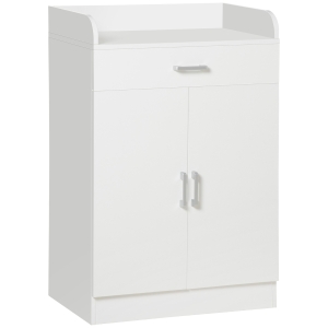 HOMCOM Modern Storage Cabinet, Small Floor Cupboard with Drawer and Adjustable Shelf for Kitchen, Living Room, Bedroom, Hallway, White