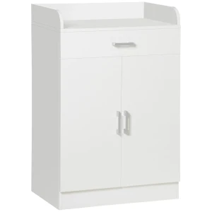HOMCOM Modern Storage Cabinet, Small Floor Cupboard with Drawer and Adjustable Shelf for Kitchen, Living Room, Bedroom, Hallway, White