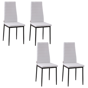 HOMCOM Conjunto de 4 Cadeiras de Sala de Jantar Estofadas em Linho e Pés de Metal Cadeiras Modernas para Cozinha Carga Máxima 120kg 41x50x97cm Branco