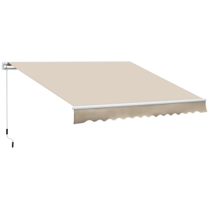 Outsunny Tenda da Sole per Esterno a Bracci 3.5x2.5m con Manovella Metallo e Poliestere Beige