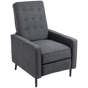 HOMCOM Poltrona Relax Reclinável Manual até 145° Estofada em Poliéster com Apoio para os Pés Retrátil Carga Máxima 150kg para Sala de Estar Dormitório Escritório 68x87x100cm Cinza