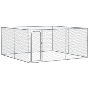 PawHut Tarc pentru Caini de exterior cu blocare din otel, 400x400x182cm, Argintiu