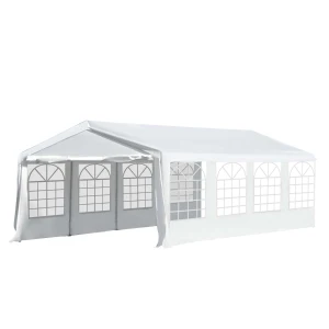 Outsunny Large Garden Gazebo, 8m x 4m, Marquee Party Tent, Portable Carport, Event Shelter, Heavy Duty Steel, White