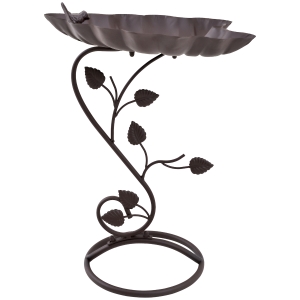 Outsunny Vogeltränke, Vogelbad in Lotosblatt-Form, Vogelbecken, Deko, Garten, Vogel, Metall, Bronze, 38,5 x 31 x 54 cm