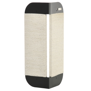 PawHut Griffoir grattoir d'angle mural pour chat jute naturel MDF dim. 20L x 20l x 60H cm - noir et crème