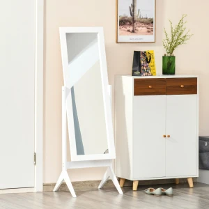 HOMCOM Tall Freestanding Dressing Mirror, Bedroom Full-Length Mirror with Adjustable Angle, 148x47cm, White
