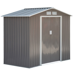 Outsunny Gerätehaus Metall Grau 213 x 130 x 185 cm