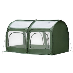 Outsunny Pop-Up Gewächshaus mit 4 Reißverschlusstüren Treibhaus Tomatenhaus Frühbeet Stahl PVC Transparent 250 x 125 x 135 cm