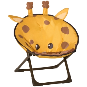 HOMCOM Moonchair Campingstühle Kinder Mondstuhl faltbar Kinder-Klappsessel klappbar In-& Outdoor leicht zu tragen für Kleinkind Mädchen Junge Stahl Gelb Ø50 x 49H cm