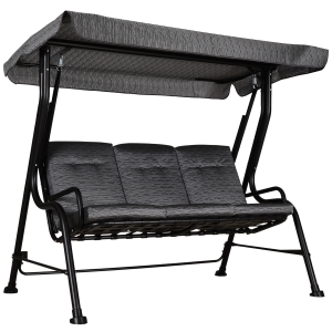 Outsunny® Hollywoodschaukel 3-Sitzer Gartenschaukel Verstellbares Sonnendach Textilene