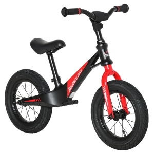HOMCOM Laufrad Kinderlaufrad höhenverstellbarem Sitz und Lenker Ø12'' Gummireifen Lernlaufrad für Kinder ab 3 Jahren Magnesiumlegierung Schwarz 90 x 40 x 54-58,5 cm