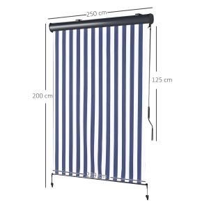 Outsunny Copertina Retractabila tip Rulou Manivela Alba si Albastra 250 x 200 cm