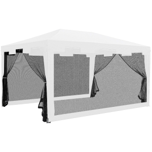 Outsunny Pavillon Partyzelt Gartenpavillon Gartenzelt Festzelt mit Seitenwänden Metall PE Weiß + Schwarz 4 x 3 m