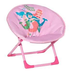 HOMCOM Moonchair Campingstühle Kinder Mondstuhl faltbar Kinder-Klappsessel klappbar In-& Outdoor leicht zu tragen für Kleinkind Mädchen Junge Stahl Rosa Ø50 x 49H cm