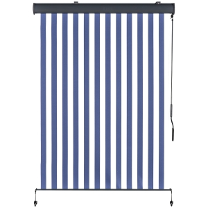 Outsunny Copertina Retractabila tip Rulou Manivela Alba si Albastra 250 x 200 cm