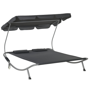 Outsunny Double Hammock Bed W/Pillows-Grey