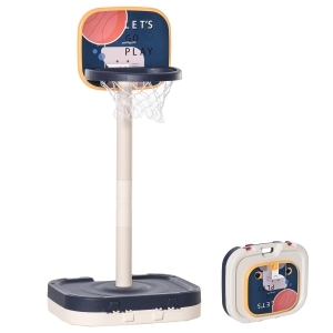HOMCOM kinderbasketbalstandaard basketbalring verstelbaar in hoogte verstelbaar draagbaar licht met bal en pomp paars + wit 58.5x56x137 cm