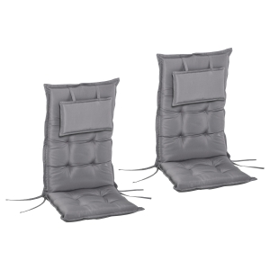 Outsunny set van 2 stoelkussens kussen voor tuinstoel zitkussen met rugleuning polyester