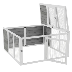 PawHut Rabbit Hutch Small Animal Guinea Pig House with Openable Roof Skylight Door