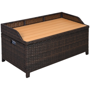 Outsunny Cufăr Băncuță pentru Depozitare Multifuncțională din Ratan 102x51x51cm Maro