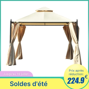 Outsunny Tente de Réception Style Colonial Beige 201 x 43,5 x 22 cm