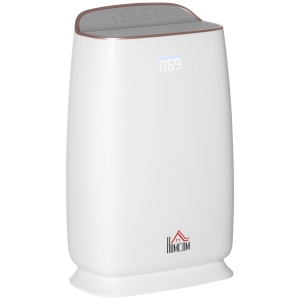 HOMCOM Purificador de Ar com Filtro HEPA de 3 Capas CADR 220 m³/h até 28 m³ Purificador de Ar com Ecrã LED 4 Velocidades Temporizador Modo Noturno e Silencioso 30x17x53cm Branco