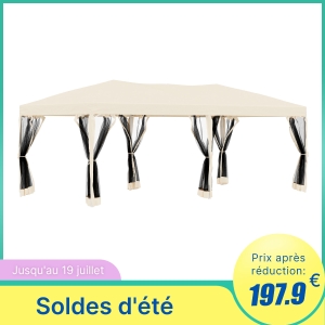 Outsunny Tonnelle Barnum Pliante en Métal Beige 600 x 300 x 255 cm
