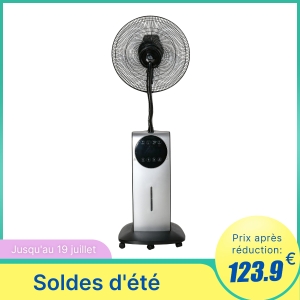 Ventilateur brumisateur sur roulettes 90 W programmable oscillant avec télécommande noir