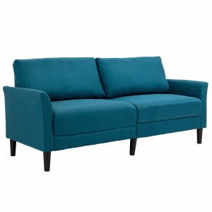 Canapé 2 places style contemporain tissu aspect lin