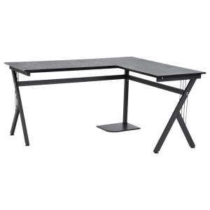Homcom Bureau Informatique d'Angle Moderne Noir 155 x 130 x 76 cm