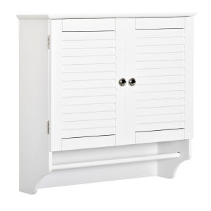 Armoire haute murale 2 portes persiennes avec étagère blanc