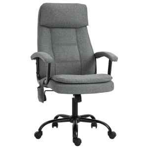 Fauteuil bureau manager massant pivotant hauteur réglable tissu lin gris