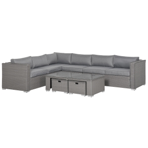 Outsunny 8-Seater PE Rattan Corner Sofa Set Outdoor Conservatory Furniture w/ Cushion