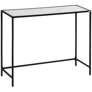 HOMCOM Console table d'appoint plateau 100 cm verre trempé avec structure en métal effet laiton