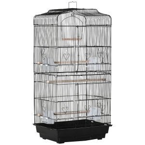 Pawhut Cage à oiseaux volière avec mangeoires perchoirs plateau excrément amovible cage pour canaris perruches perroquets 46,5 x 35,5 x 92 cm noir