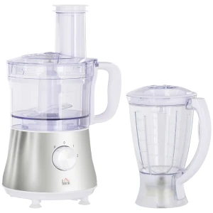 HOMCOM Multi-Function Food Processor, 1L Bowl & 1.5L Blender, with Knife Blades & Slicing Discs, 500W, for Kitchen Use